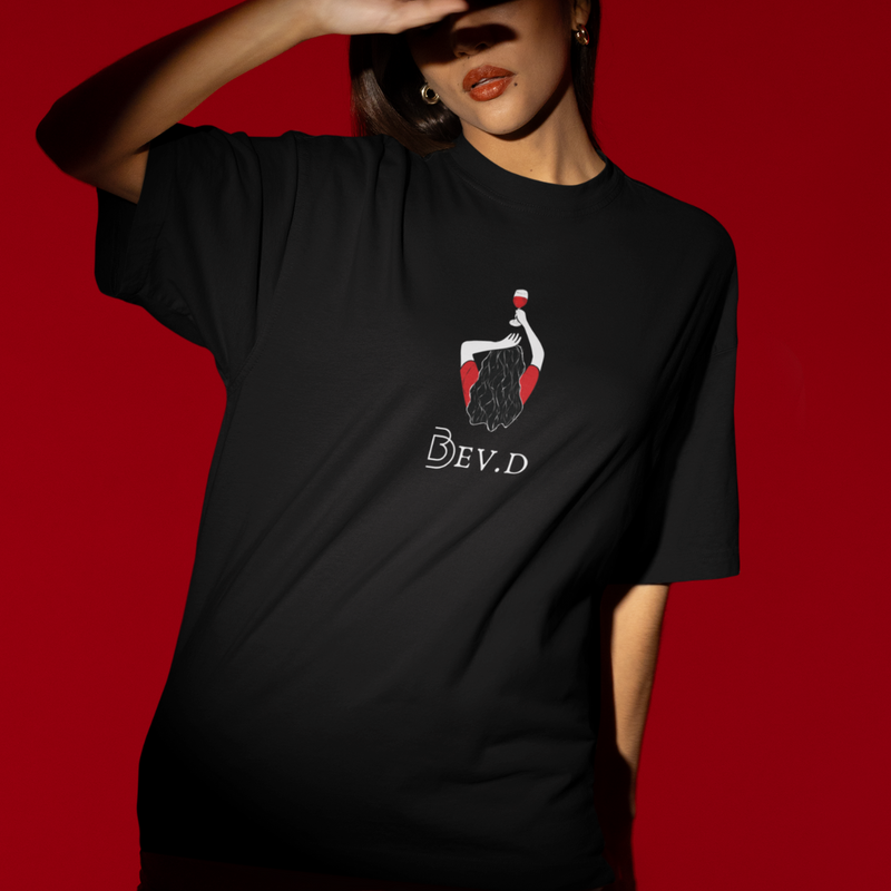 “Bev.D” Oversized Black Tee