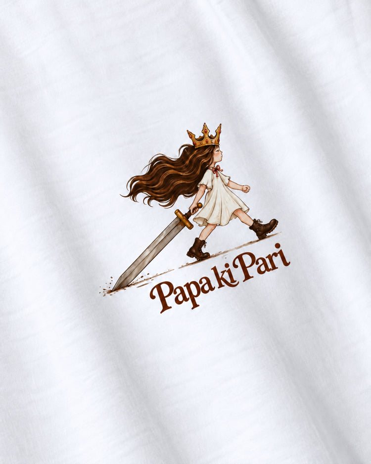 Close-up of the Papa ki Pari chest print
