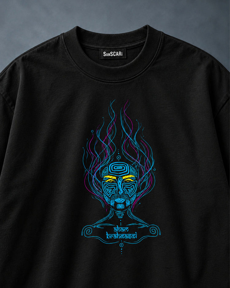 Close-up of the Aham Brahmasmi glowing face print