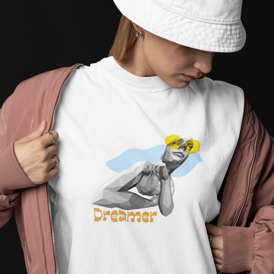 Vibrant Dreamer oversized t-shirt, colorful design for positive vibes, trendy unisex streetwear for youth, SanSCARi fashion