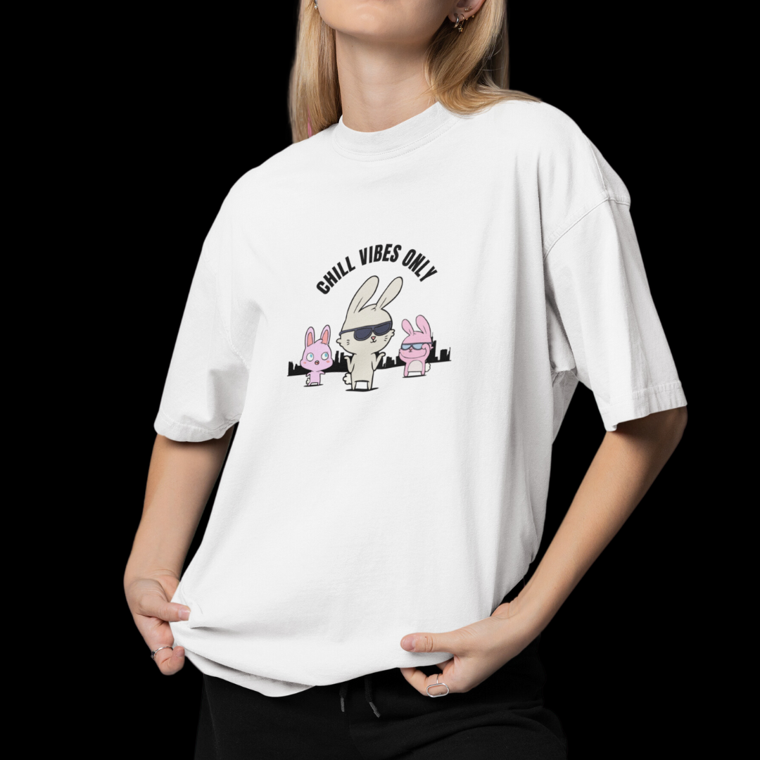 Oversized Chill Vibes Only t-shirt, perfect for relaxed party wear, unisex streetwear, soft cotton tee for everyday cool style funny tshirt