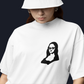 Playful Indian streetwear Mona Lisa graphic t-shirt, modern art-inspired South Asian oversized streetwear for parties and casual wear